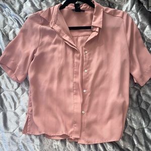 Cropped Button Up Satin Top